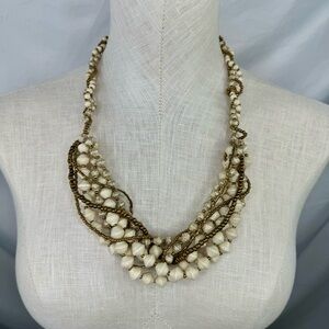 Teng Yue Vintage Stone AcrylicBeaded Statement Necklace Multi Strands 12 inches
